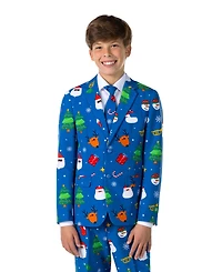 OppoSuits Big Boys Festivity Christmas Party Outfit Including Blazer, Pants and Clip-On-Tie Suit Set