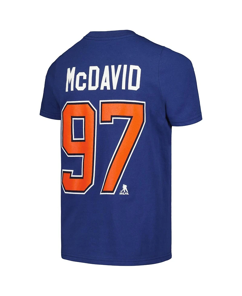 Big Boys Connor McDavid Blue Edmonton Oilers Captain Player Name and Number T-shirt
