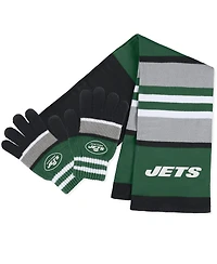 Women's Wear by Erin Andrews New York Jets Stripe Glove and Scarf Set