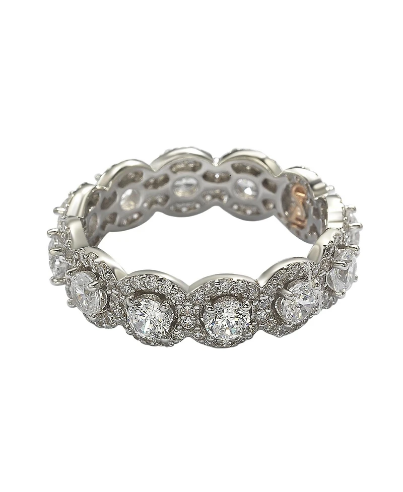Suzy Levian Sterling Silver Round White Cubic Zirconia Eternity Band Ring