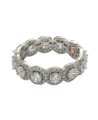 Suzy Levian Sterling Silver Round White Cubic Zirconia Eternity Band Ring