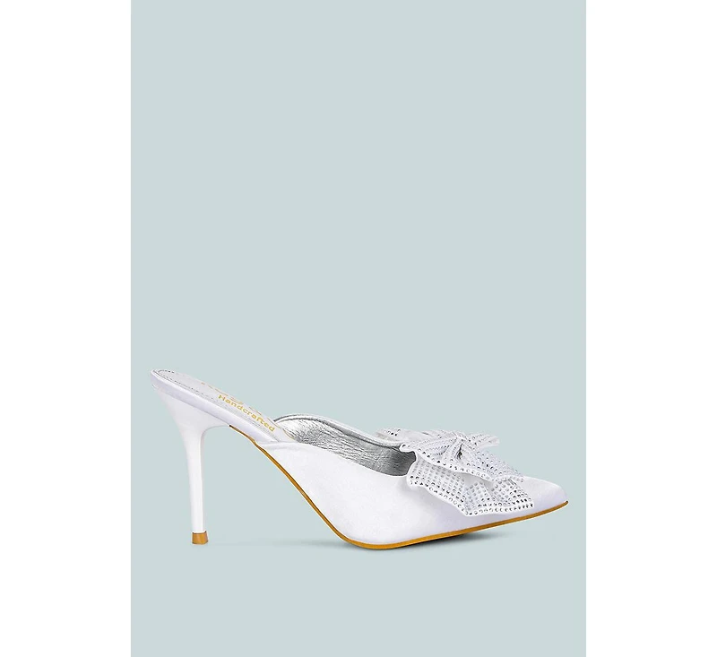 Rag & Co Elisda Womens Embellished Bow High Heel Mules