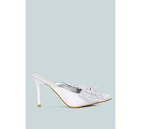 Rag & Co Elisda Womens Embellished Bow High Heel Mules
