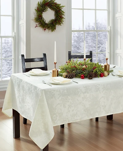 Elrene Poinsettia Elegance Jacquard Holiday Tablecloth