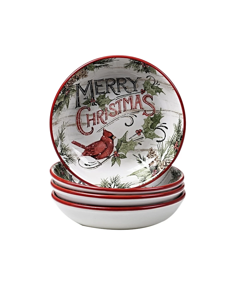 Certified International Evergreen Christmas 4 Piece Soup Bowl