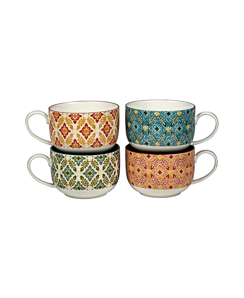 Damask Floral Set of 4 Jumbo Cups