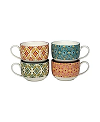 Damask Floral Set of 4 Jumbo Cups