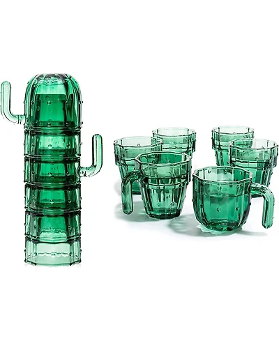 The Wine Savant Cactus Stackable Drinking Glasses, Set of 6