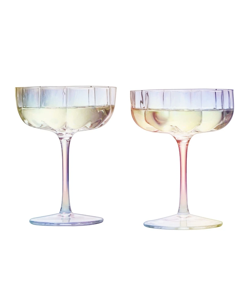 The Wine Savant Flower Vintage Glass Coupes, Set of 2
