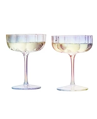 The Wine Savant Flower Vintage Glass Coupes, Set of 2