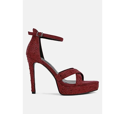 Regalia Womens Rhinestone Embellished Stiletto Sandals