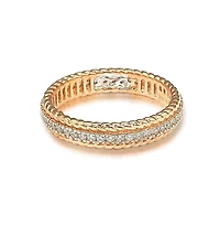 Suzy Levian Rosed Sterling Silver Cubic Zirconia French Filigree Eternity Band Ring