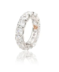 Suzy Levian Sterling Silver Cubic Zirconia White Checkered Cushion Cut Eternity Band Ring