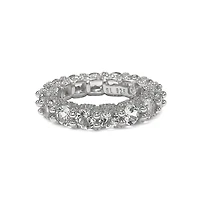 Suzy Levian Sterling Silver Cubic Zirconia Pave U-Shape Setting Eternity Band Ring