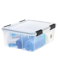 Iris 30.6qt Weatherpro Airtight Plastic Storage Bin with Lid and Seal and Secure Latching Buckles