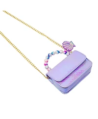 Girl's Purple Mermaid Pearl Handle Seashell Handbag