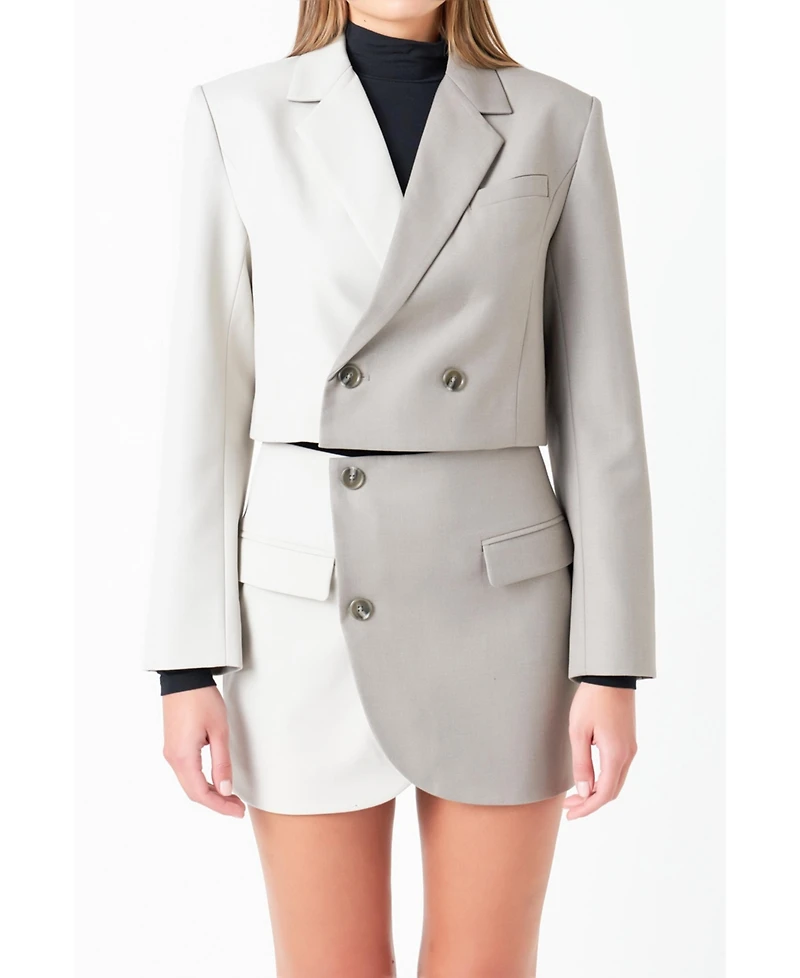 Women's Cropped Colorblock Blazer
