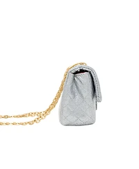 Girl's Silver Classic Quilted Sparkle Mini Handbag