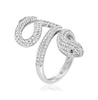 Suzy Levian Sterling Silver Cubic Zirconia Wild Snake Ring