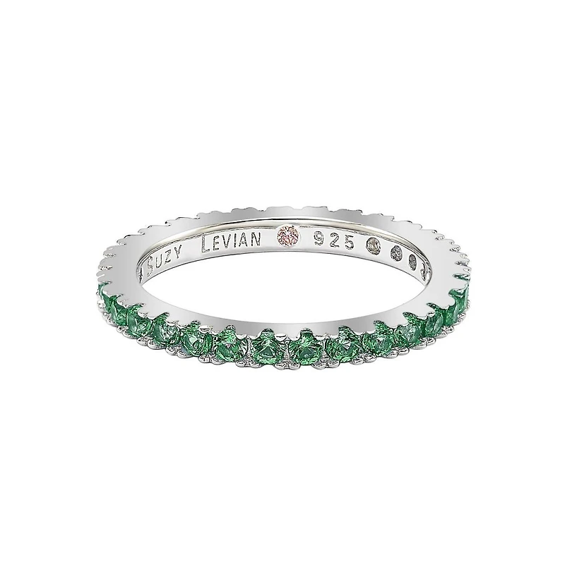 Suzy Levian Sterling Silver Thin Cubic Zirconia Eternity Band Ring