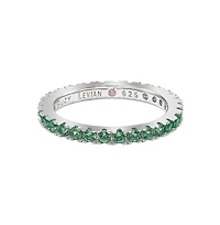 Suzy Levian Sterling Silver Thin Cubic Zirconia Eternity Band Ring