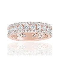 Suzy Levian Sterling Silver Cubic Zirconia Three Row Modern Eternity Band Ring