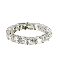 Suzy Levian Sterling Silver Cubic Zirconia Asscher Cut Eternity Band Ring