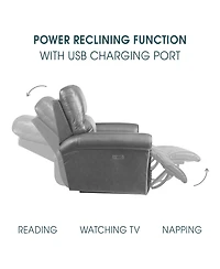 Claude 83" Genuine Leather in Dual Power Headrest and Lumbar Support Reclining Sofa