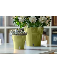 Decopots Plastic Round Modern Flower Pot with Drainage Planter
