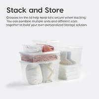 Iris 36 Quart Plastic Storage Bin Tote Organizing Container with Latching Lid, Stackable and Nestable, Clear, 4 Pack