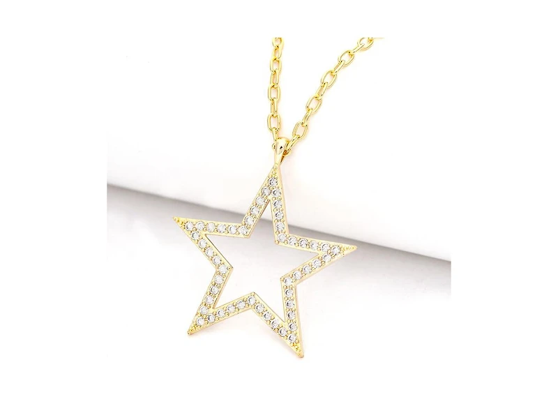Cut Out Star Cubic Zirconia Pendant Necklace