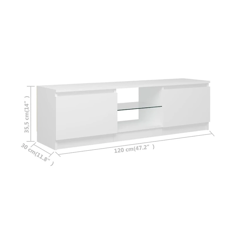 Tv Stand with Led Lights White 47.2"x11.8"x14"