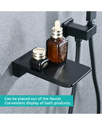 Modern Style Matte Black Wall Mount Tub Filler Bathroom Bathtub Faucet Shower Set 0002