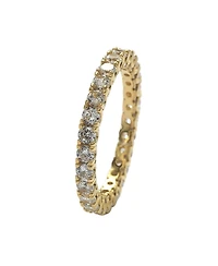 Suzy Levian Sterling Silver Cubic Zirconia Pave U-Shape Setting Eternity Band Ring