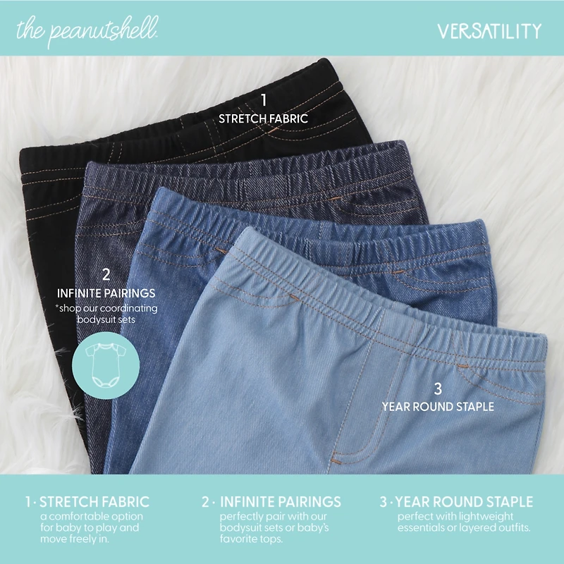 The Peanutshell Baby Jeggings for Boys and Girls, 4-Pack