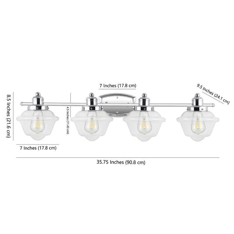Jonathan Y Orleans Iron/Glass Schoolhouse Led Vanity Light