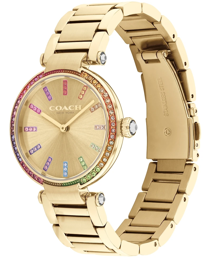 Coach Women's Cary Rainbow Gold-Tone Stainless Steel Bracelet Watch 34mm