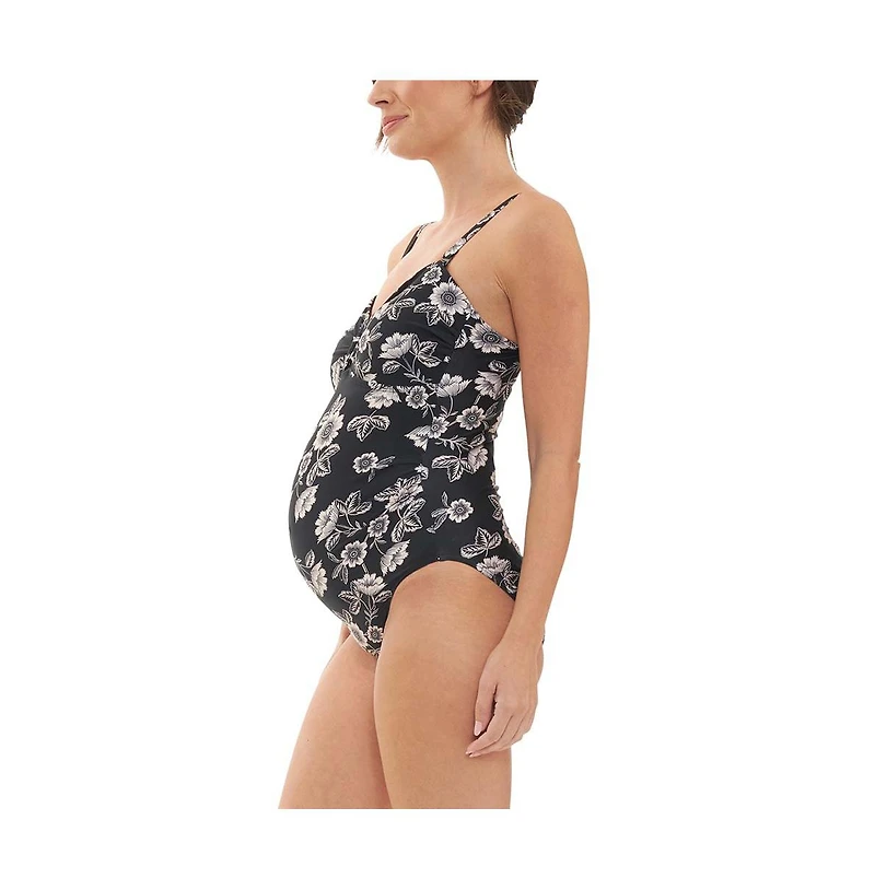 Ripe Maternity Maternity Ripe Trina Bandeau Removable Strap One Piece Black/Natural