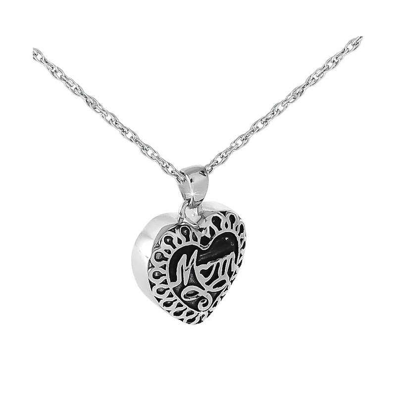 Stainless Steel Mom Heart Cremation Pendant Necklace