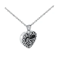 Stainless Steel Mom Heart Cremation Pendant Necklace