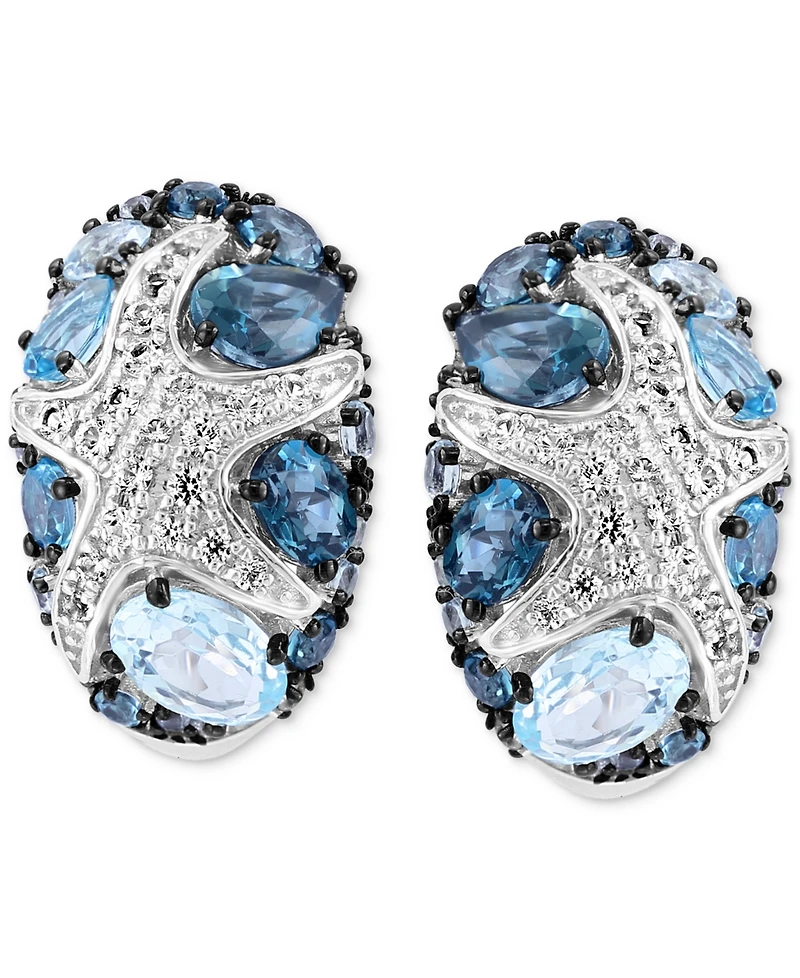 Effy Multi-Gemstone Starfish Hoop Earrings (3-3/4 ct. t.w.) in Sterling Silver