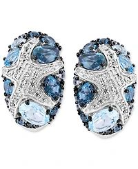 Effy Multi-Gemstone Starfish Hoop Earrings (3-3/4 ct. t.w.) in Sterling Silver