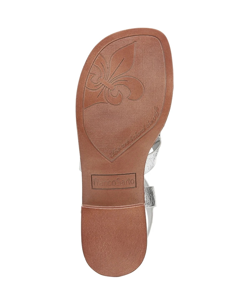 Franco Sarto Women's Ina Toe Loop Ankle Strap Stacked Heel Sandals