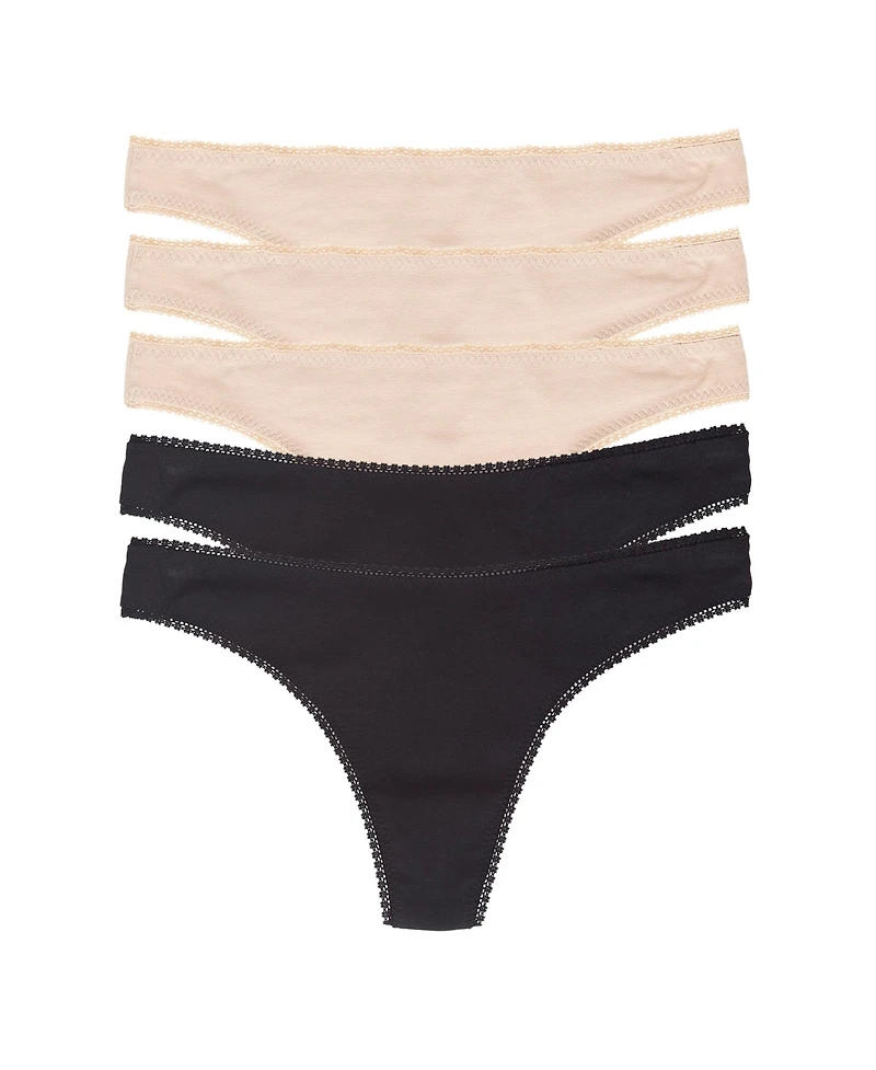 On Gossamer Women's Cabana Cotton Hip G Thong 5 Pack Underwear