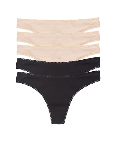 On Gossamer Women's Cabana Cotton Hip G Thong 5 Pack Underwear