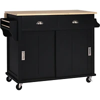 Streamdale Rolling Kitchen Cart with Drop-Leaf Countertop & Barn Door