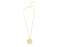 Satin Disc with Cubic Zirconia Accent Bale Pendant Necklace