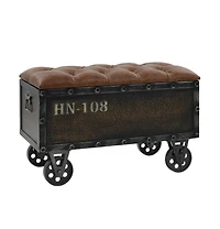Storage Bench with Castors 31.7" Solid Wood Fir