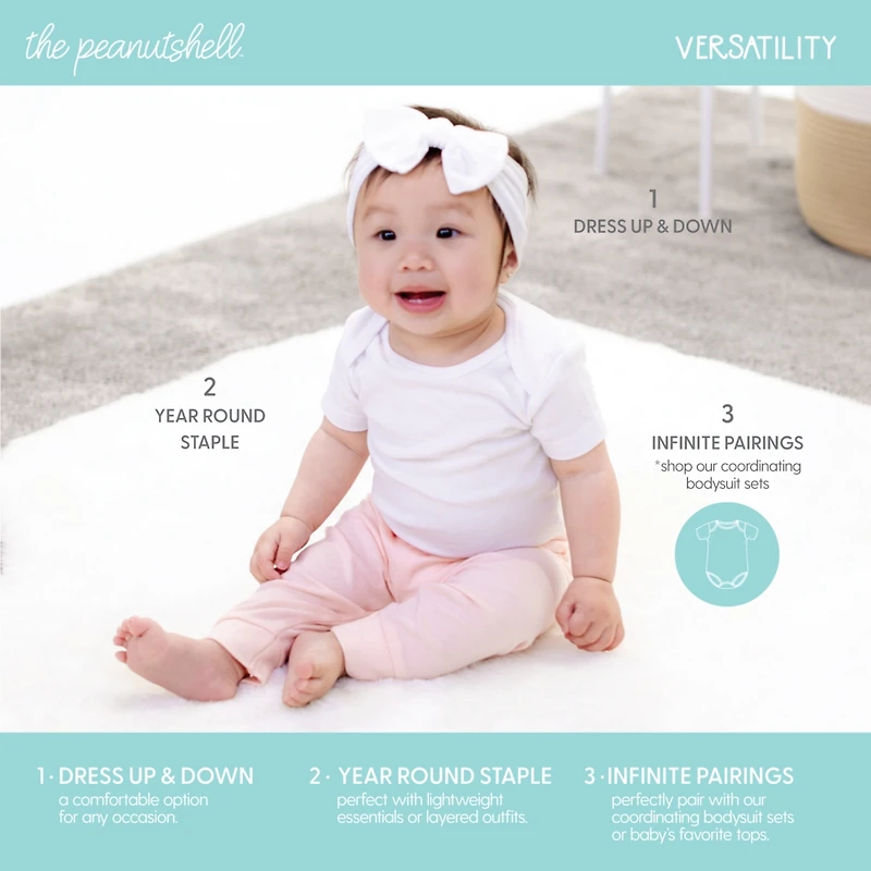 The Peanutshell Baby Girls Pants, 5-Pack, Rainbow Safari