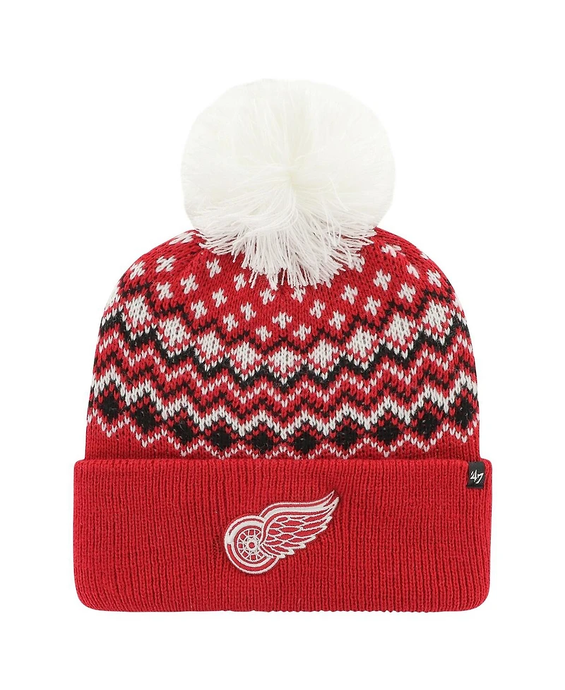 Women's '47 Brand Red Detroit Red Wings Elsa Cuffed Knit Hat with Pom
